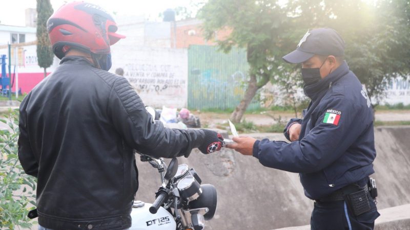 Implementan operativo de revisión de motocicletas en San Pedro Cholula