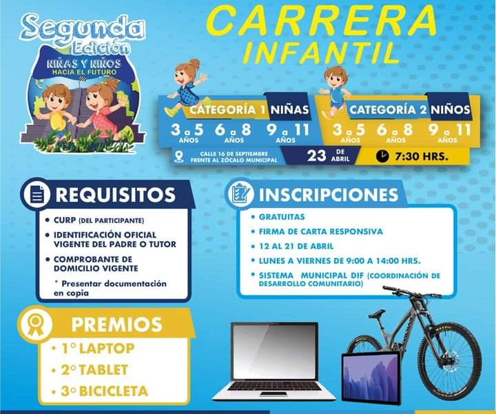 Anuncian carrera infantil en San Andrés Cholula