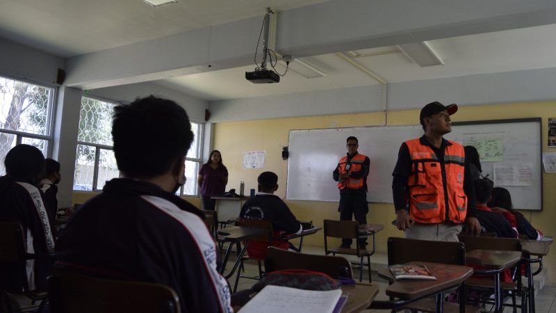 Realizan en San Pedro Cholula simulacro preventivo de seguridad escolar