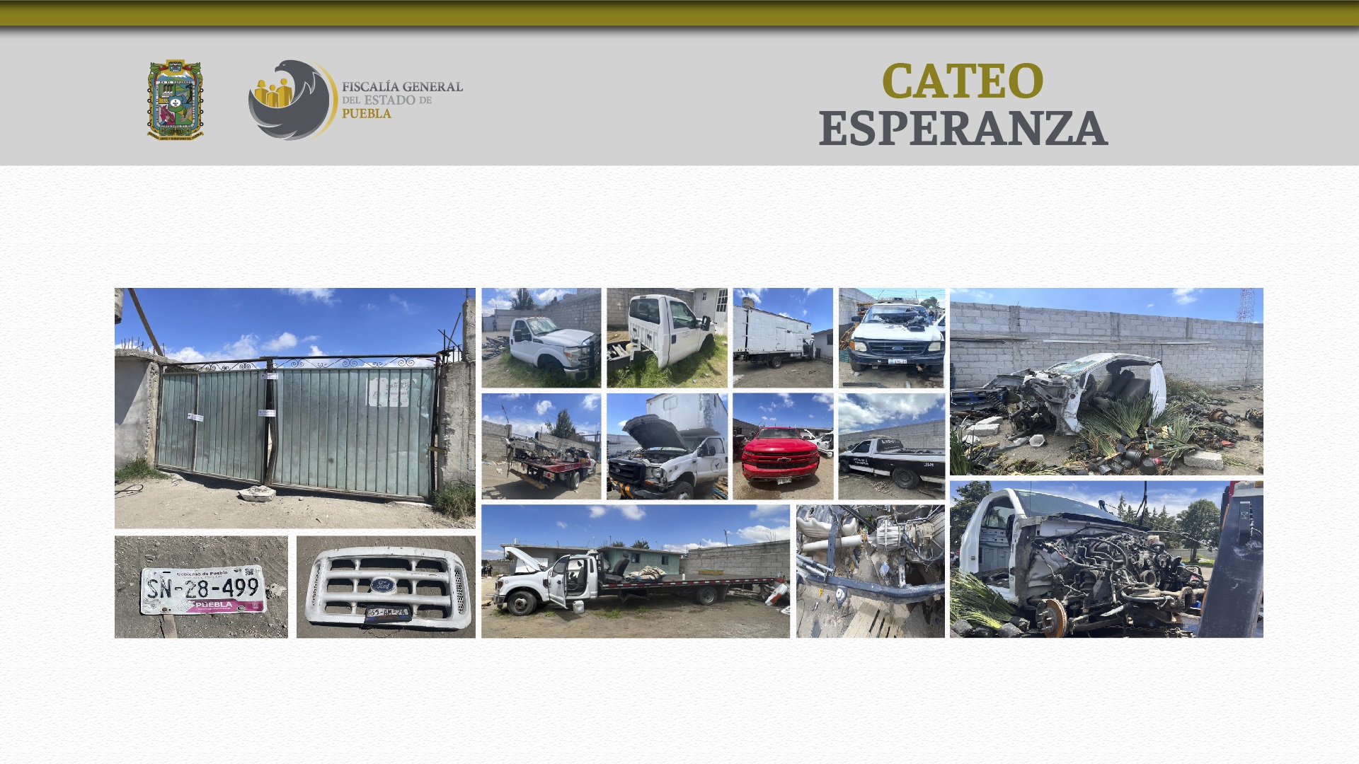 Asegura FGE en Esperanza camionetas y autopartes robadas