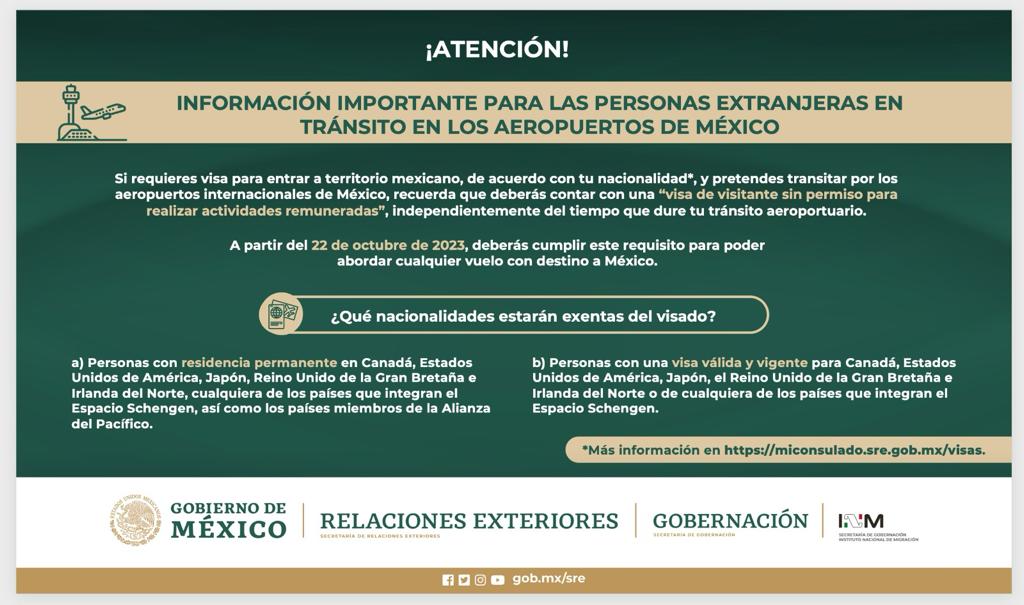 Emite SRE lineamientos para extranjeros en tránsito en México