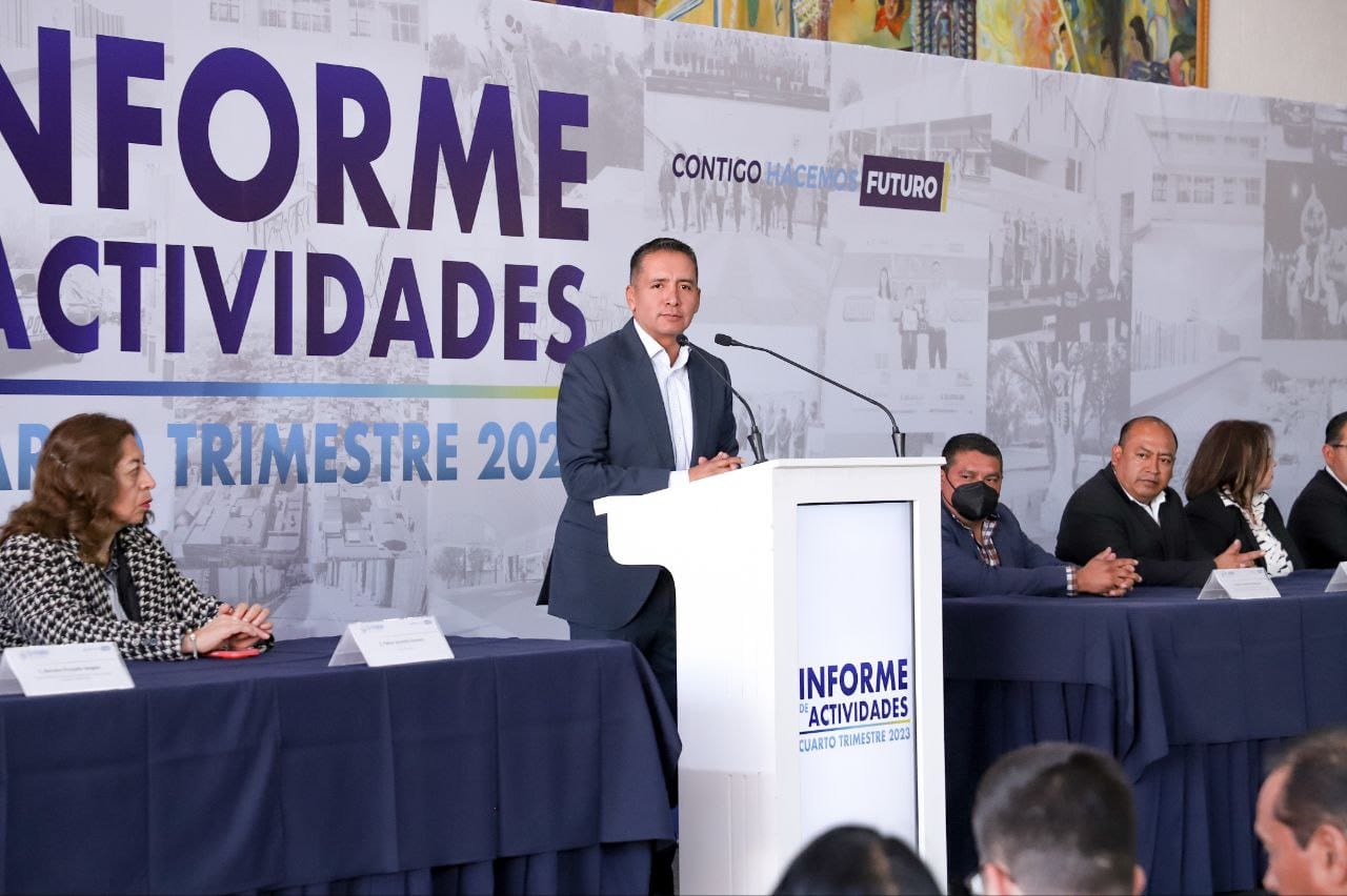 Realiza Edmundo Tlatehui informe de actividades del cuarto trimestre 2023 en Cholula