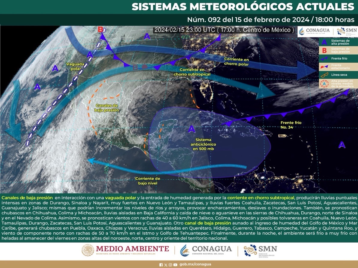 Frente frío en Puebla ocasionará descenso de temperatura, vientos y precipitaciones: SEGOB