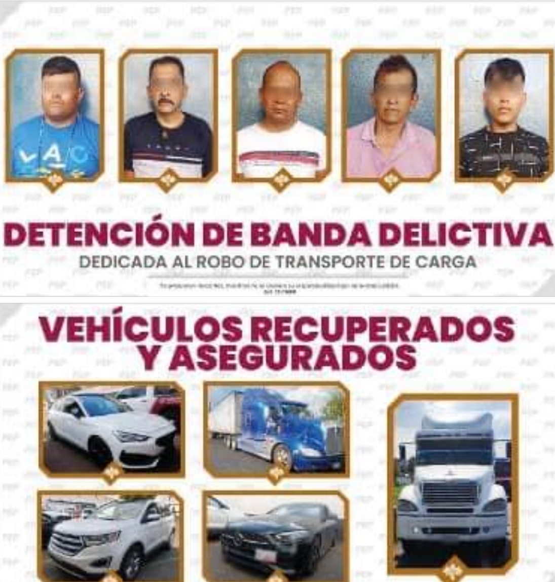 Aseguran a integrantes de banda dedicada al robo de transporte de carga