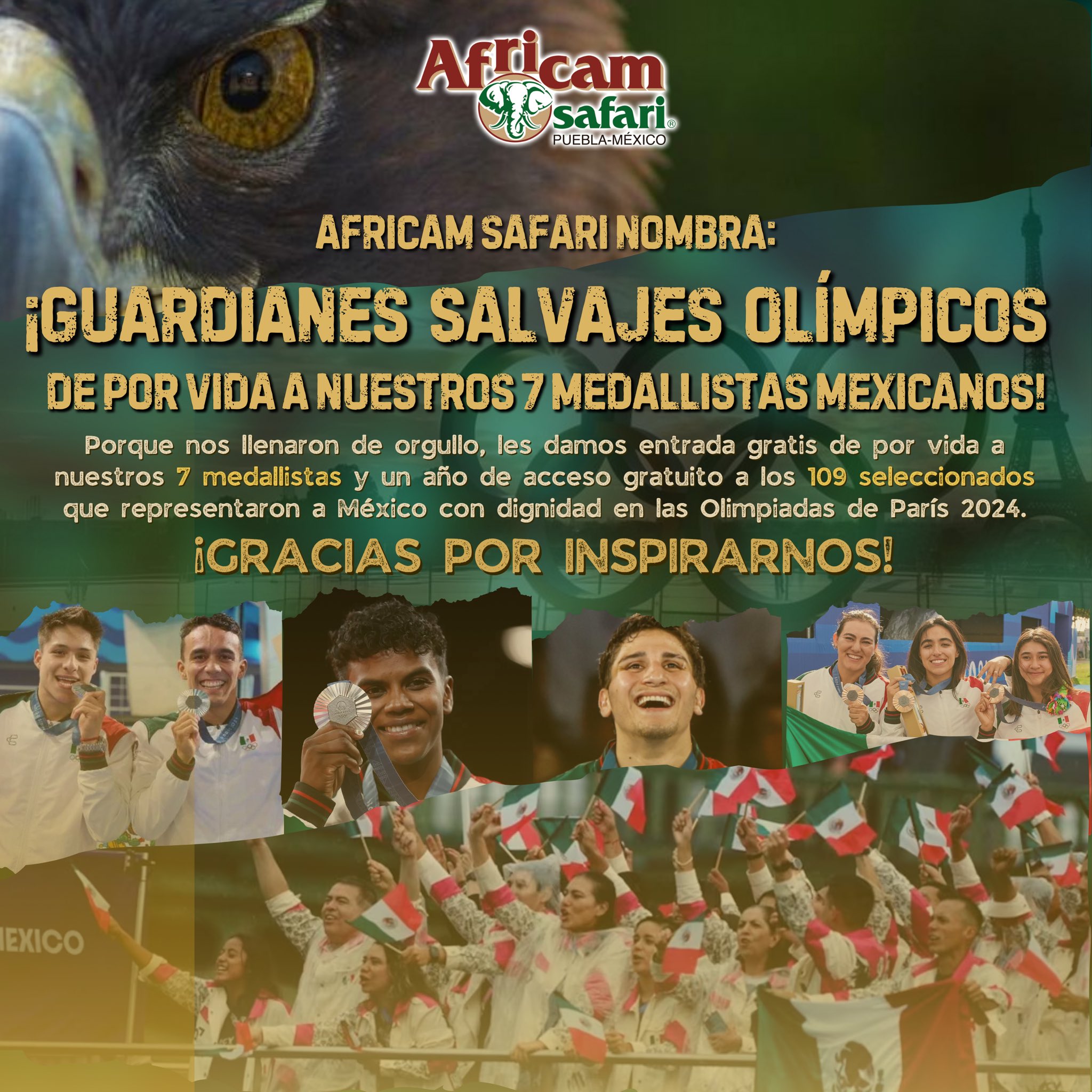 Reconoce Africam Safari a medallistas olímpicos mexicanos de París 2024