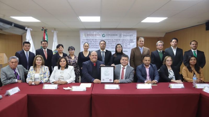 Reconoce CONAMER al Poder Judicial de Puebla por cumplimiento en CNARTyS