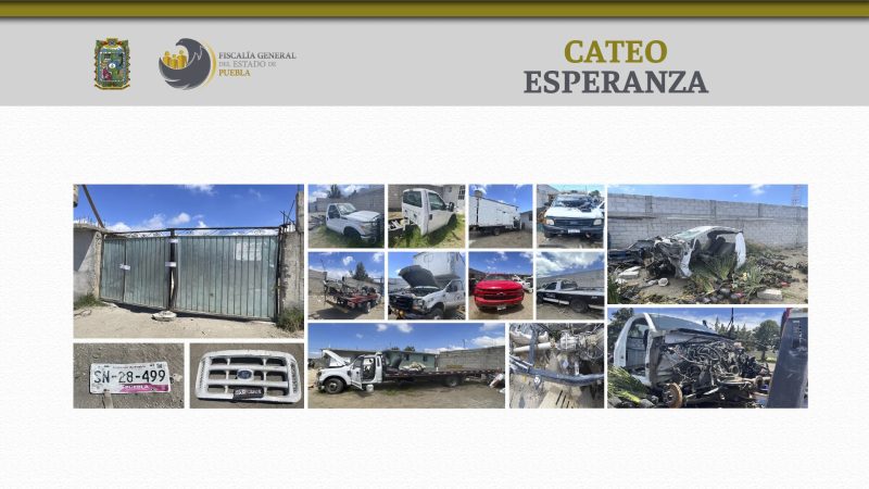 Asegura FGE en Esperanza camionetas y autopartes robadas