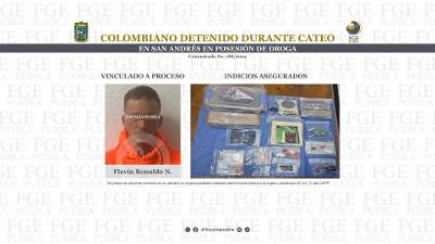 Colombiano detenido durante cateo en San Andrés Cholula en posesión de droga