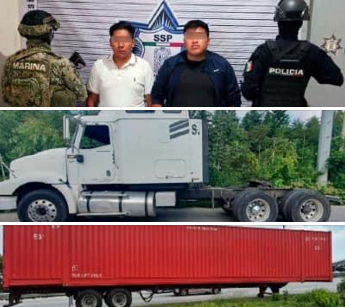 Recuperan tractocamión robado y detienen a dos personas en San Pedro Cholula